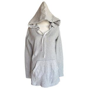 Standard James Perse Womens 3 (L) Gray Striped Hoodie Sweater Pullover Pockets